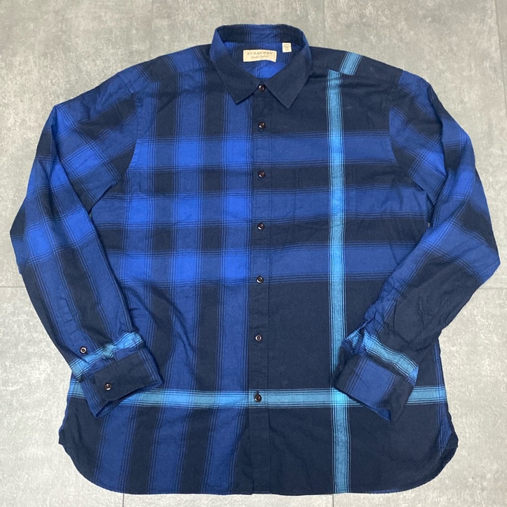 Authentic Burberry Check Flannel Button Down Shirt - image 1